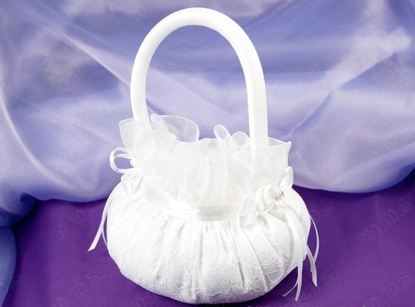 Satin Flower Girl Basket with Summer Lace 