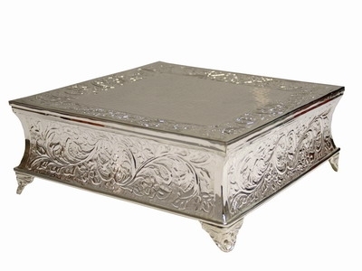 Silver Plated Square Cake Stand / Tableau