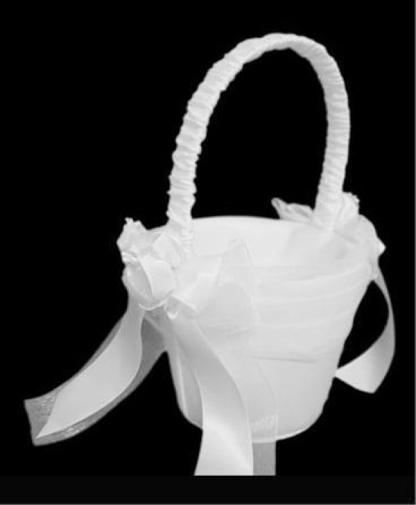 Satin Flower Girl Basket with Rose Buds