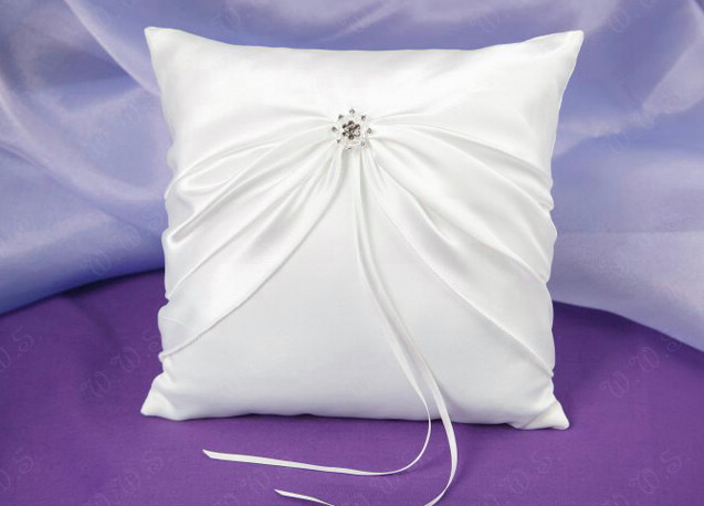 Satin Ring Pillow with Rhinestone Detail