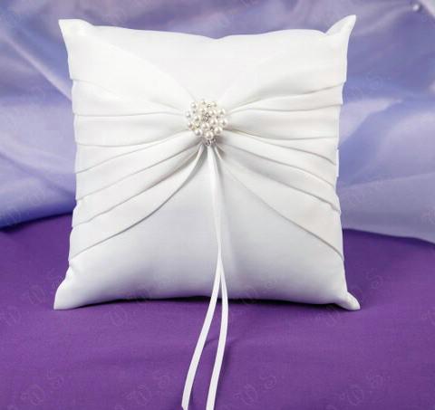 Satin ring pillow with pearl detailing