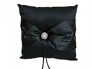 Black satin ring pillow