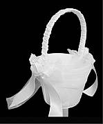 Satin Flower Girl Basket with Rose Buds